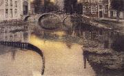 Fernand Khnopff Memory of Bruges,The Entrance of the Beguinage Sweden oil painting artist